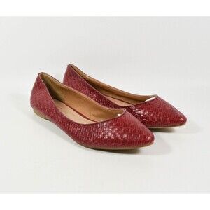 Aldo Exerine Red Leather Woven Pointed Toe Ballet Flats Dress Shoes Sz 7.5